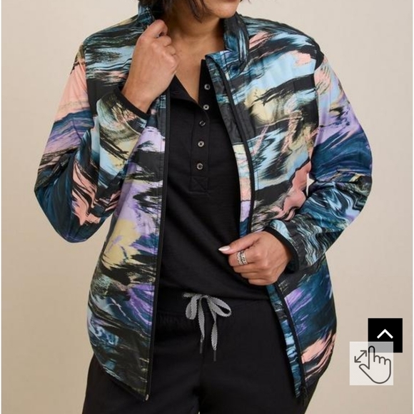 torrid Jackets & Blazers - Torrid Happy Camper Polyester Woven Lightweight Active Jacket in Shreline 3X